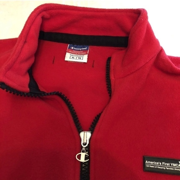 𝅺VINTAGE Champion Americas First YMCA Greater Boston Red Sweater Mens Size Large - Picture 5 of 8